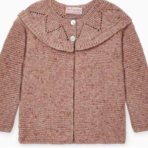 La Coqueta Baena Merino Cardigan, Pink Melange